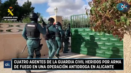 Cuatro agentes de la Guardia Civil heridos por arma de fuego en una operación antidroga en Alicante