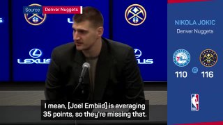 Jokic praises 'dominant' MVP-rival Embiid after Nuggets win