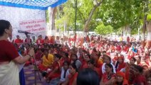 Anganwadi-Usha workers on strike for demands