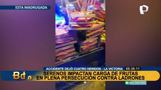 Patrullero de Serenazgo impacta contra motocarga en La Victoria: accidente deja 4 heridos