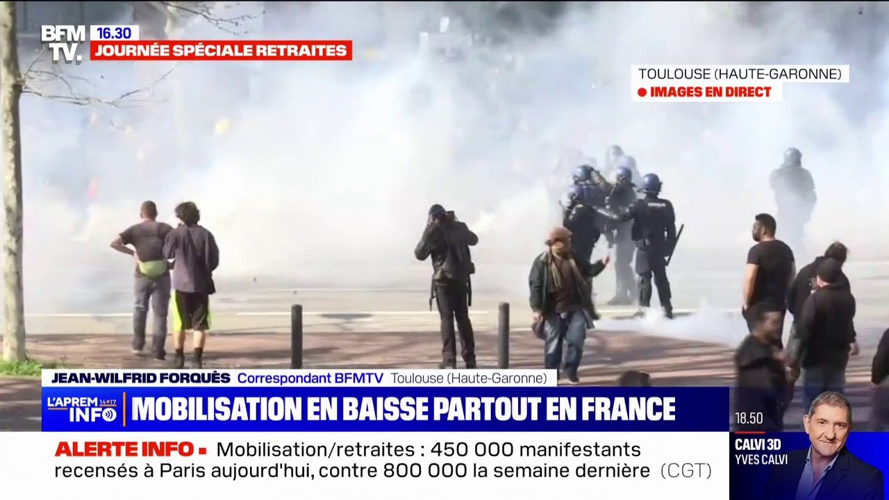 Manifestations contre la réforme des retraites: des tensions dans le cortège toulousain