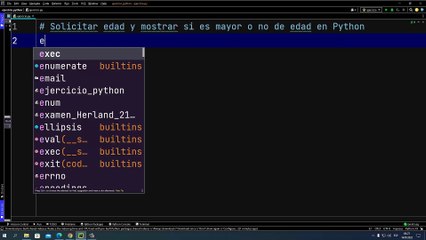 Solicitar edad y mostrar si es mayor o no de edad en Python