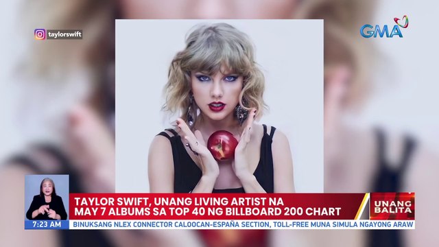 Taylor Swift, unang living artist na may 7albums sa top 40 ng billboard 200 chart | UB
