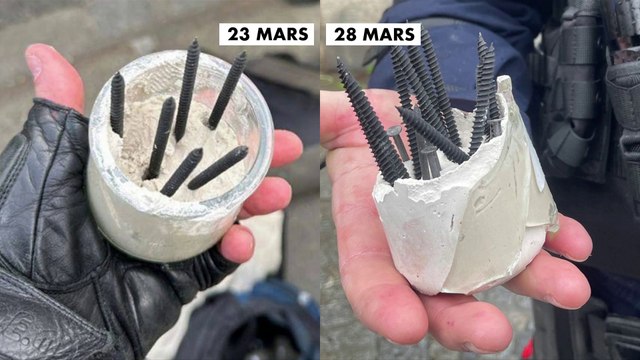 Réforme des retraites : projectiles à clous, couteaux, marteaux, armure... L’impressionnant arsenal des radicaux dans les manifestations