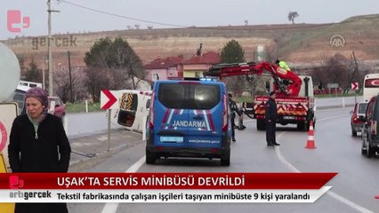 Servis minibüsünün devrilmesi sonucu 9 işçi yaralandı