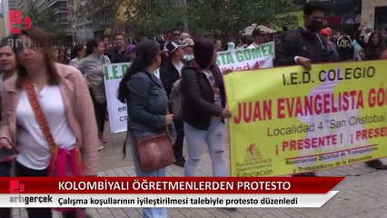 Kolombiyalı öğretmenler, çalışma koşullarının iyileştirilmesi talebiyle protesto düzenledi