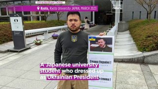 Solidarity with Ukraine: Japanese student graduates dressed as Zelenskyy