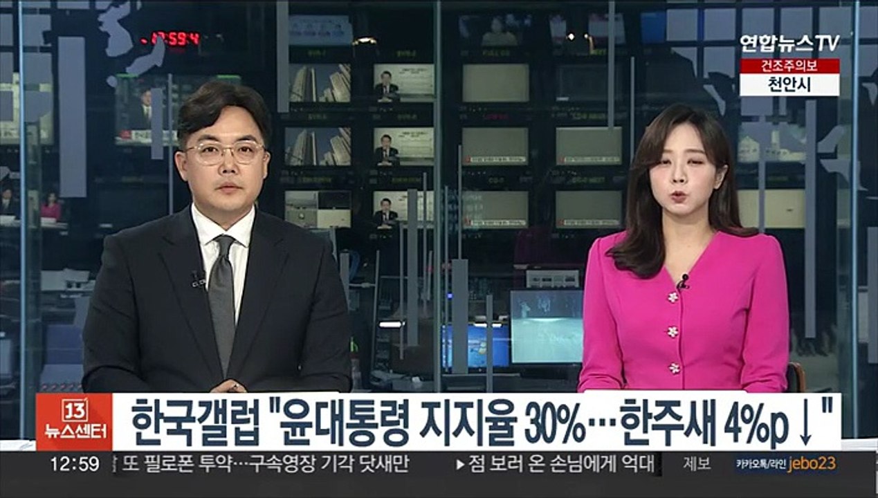 한국갤럽 "윤대통령 지지율 30%…한주새 4%p 하락"