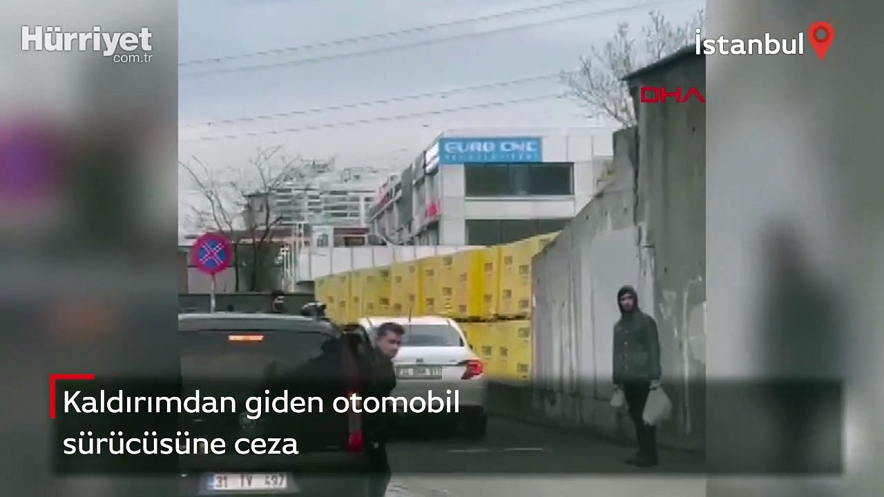Kaldırımdan giden otomobil sürücüsüne ceza