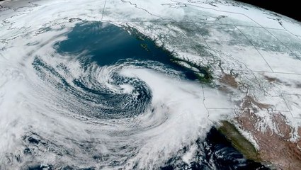 Space footage shows storm flying over western US
