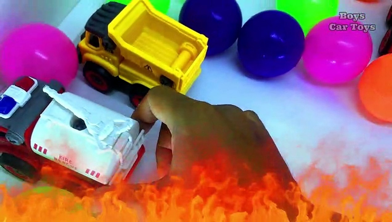 Play Colorful Cars Sand Truck, Molen Truck, Excavator, Crane Car, Fire Truck