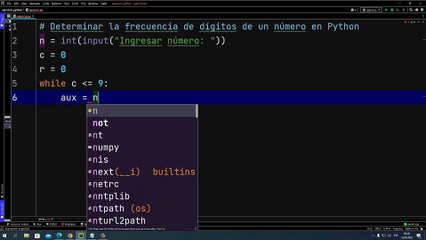 Determinar la frecuencia de dígitos de un número en Python
