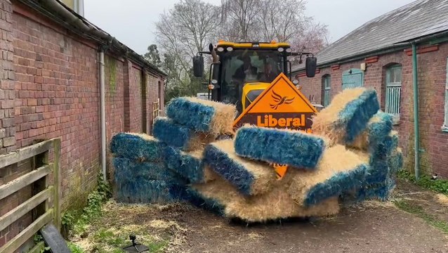 Liberal Democrats smash through ‘blue wall’ of hay in local election campaign launch