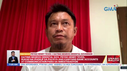 Dating Negros Oriental Gov. Pryde Henry Teves, bukas na ipasilip sa pulisya ang kanyang bank accounts at communication para sa imbestigasyon | UB