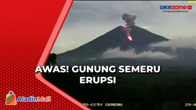 Gunung Semeru di Lumajang Erupsi Diiringi Guguran Lava Pijar