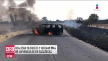 Realizan narcobloqueos en Zacatecas; más de 10 vehículos fueron incendiados