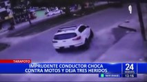 Tarapoto: Imprudente conductor choca contra motos y deja varios heridos