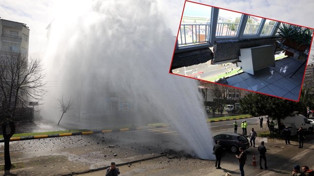 Basınçlı suyun ulaştığı binada faciayı korkuluklar önlemiş
