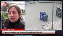 Amasya'da fırtına: Çöp konteyneri caddede savruldu