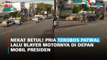 Nekat Betul! Pria Terobos Patwal Lalu Blayer Motornya di Depan Mobil Presiden