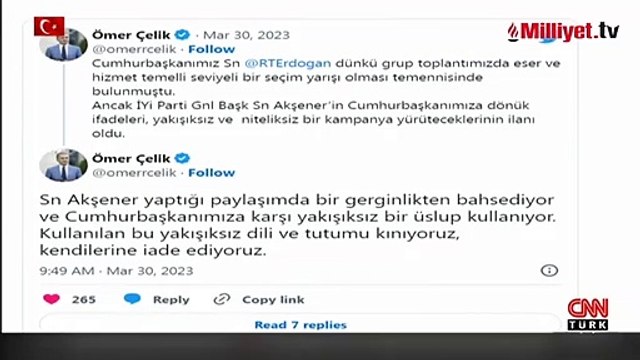 Meral Akşener'in paylaşımına AK Parti'li Çelik'ten tepki: Kınıyoruz, kendilerine iade ediyoruz