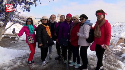 Kapadokya kar manzarasıyla büyüledi