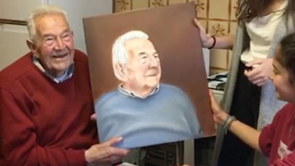 Granddaughter Paints Grandpa And Surprises Him With The Result | Happily TV