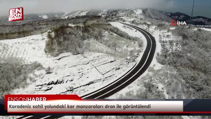 Karadeniz sahil yolundaki kar manzaraları