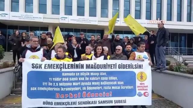 Bes Samsun Şubesi, Sgk İl Müdürlüğü Önünde Eylem Yaptı: Sgk Emekçilerinin 11 Yıldır Gasp Edilen Hakları Derhal Ödensin