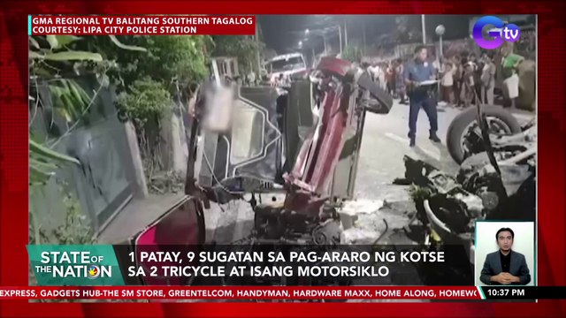 1 patay, 9 sugatan sa pag-araro ng kotse sa 2 tricycle at isang motorsiklo | SONA