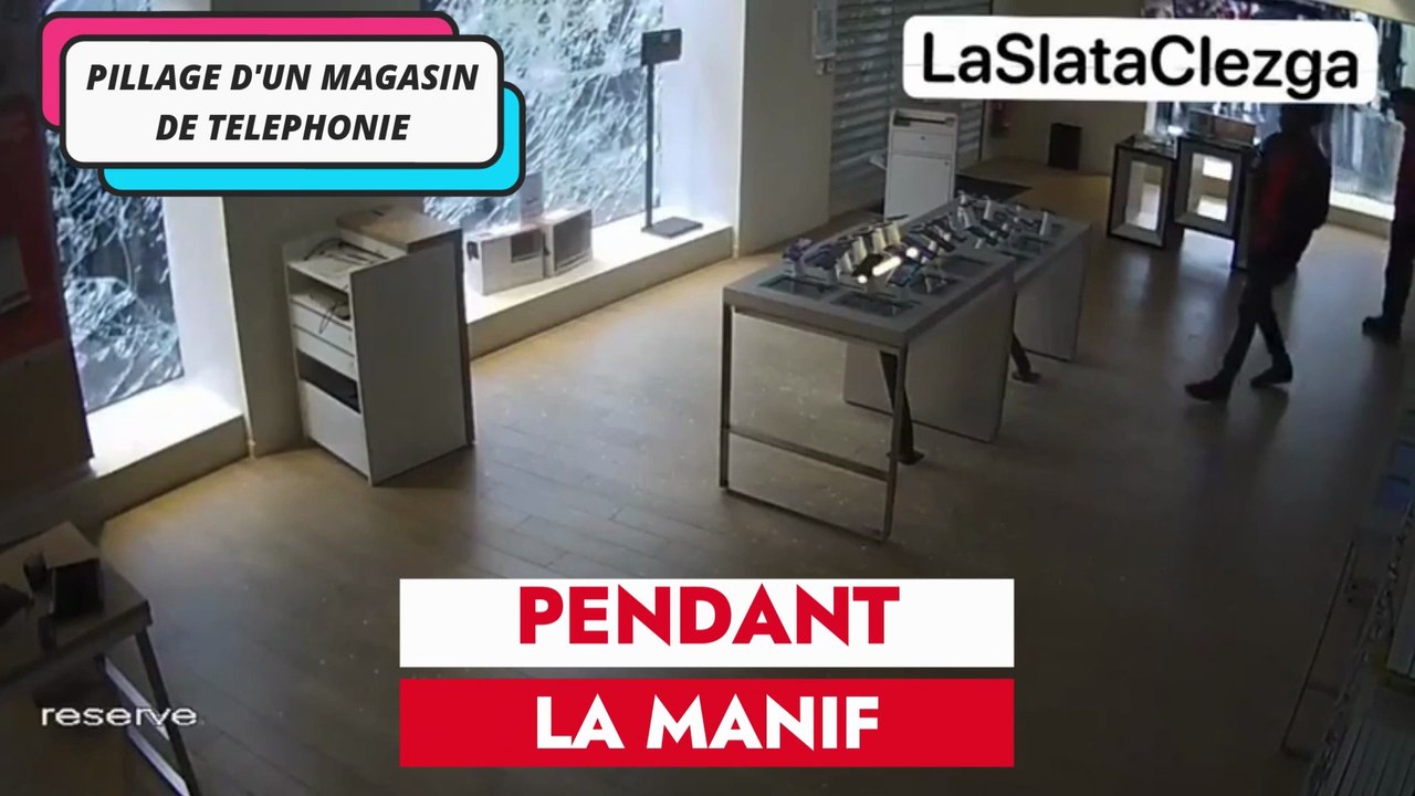Pillage d'un magasin de téléphonie pendant la manif