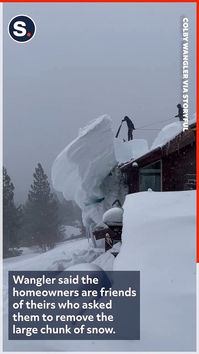 Huge Slab of Snow Removed From Roof of Northern California Home