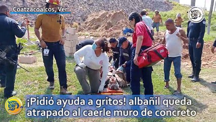 ¡Pidió ayuda a gritos! albañil queda atrapado al caerle muro de concreto en panteón Colinas de la Paz