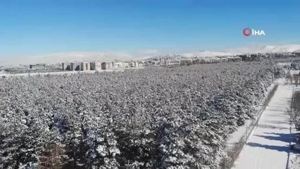 Kar yağışının oluşturduğu kartpostallık manzaralar böyle görüntülendi