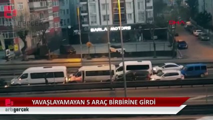 El işareti ile durduramadı, 5 araç birbirine girdi
