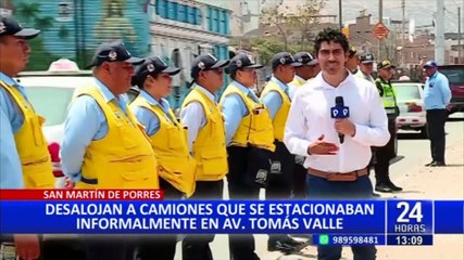 SMP: Desalojan camiones estacionados informalmente en avenida Tomás Valle