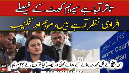 Information Minister Maryam Aurangzeb's media talk outside SC, criticizes judiciary, Imran Khan