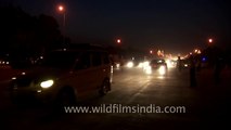 Tight security at night near Rashtrapati Bhavan, Delhi