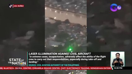 Eroplano, tinutukan umano ng laser bago lumapag sa airport | SONA