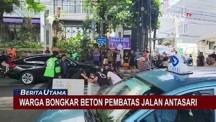 Kesal Tidak Ada Sosialisasi, Warga Bongkar Beton Pembatas Jalan Antasari di Kebayoran Baru!