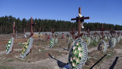 Streets of Bucha on the anniversary of Russian retreat