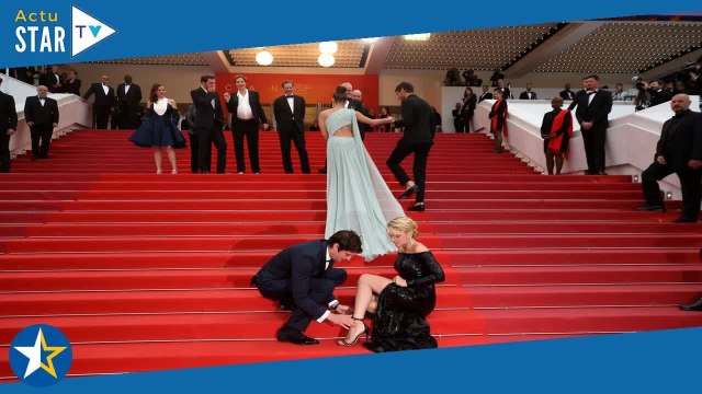 Virginie Efira : on sait pourquoi Niels Schneider l'a aidée sur le tapis rouge à Cannes, et ça n'a r