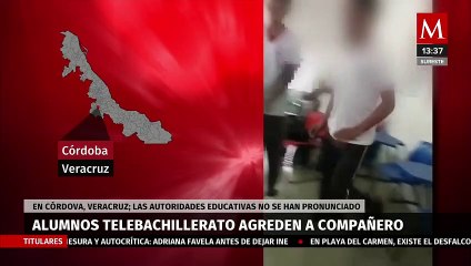 Captan a alumnos de telebachillerato golpeando a un compañero en Veracruz