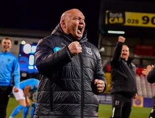 Ballymena United boss David Jeffrey celebrates Irish Cup semi-final success