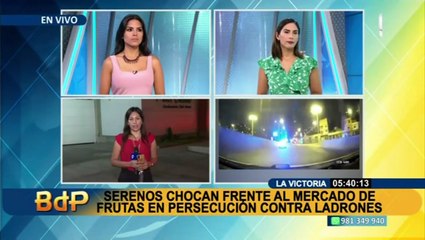 Durante una persecución serenos chocan frente al Mercado de Frutas en La Victoria