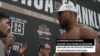 Скачать видео: Joshua and Franklin weigh-in ahead of heavyweight showdown