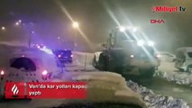 Van’da kar yolları kapadı, polis ekipleri yoğun mesai yaptı
