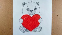 How to draw a Cute Teddy Bear With Heart|| Teddy Bear  pencil Drawing|| Drawing by Minha