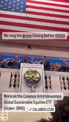 Giannis Antetokounmpo rings the bell in Wall Street