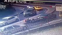 İstanbul’da lüks araçla 'navigasyon' kazası kamerada: Kuryeye 300 euro verip kaçtılar